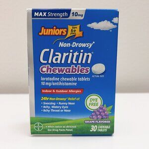 Juniors Claritin Max Strength 10mg Chewables 24-Hour Non-Drowsy Ages 6+